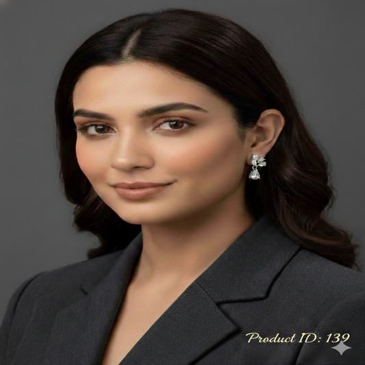 Silver Floral Drop Earrings – Perfect for Office & Parties- ER139