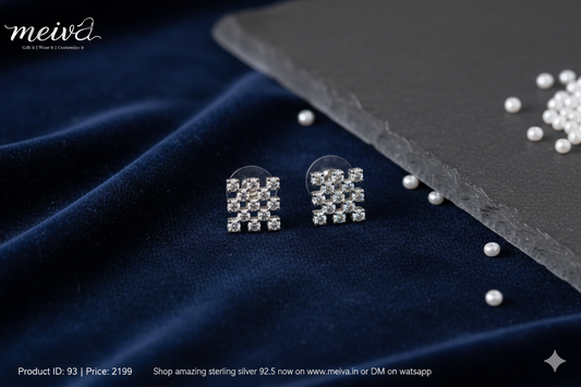 Drip Check: Grid-Style Sterling Silver Studs - ER93