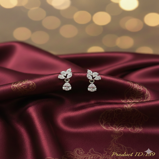 Silver Floral Drop Earrings – Perfect for Office & Parties- ER139