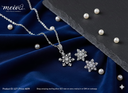 Winter Glow: Snowflake Pendant & Stud Set - PS127